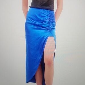 ENDLESS ROSE SIDE RUCHED FRONT SLIT MIDI SKIRT SIZE XS